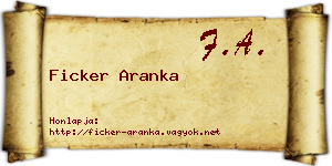 Ficker Aranka névjegykártya